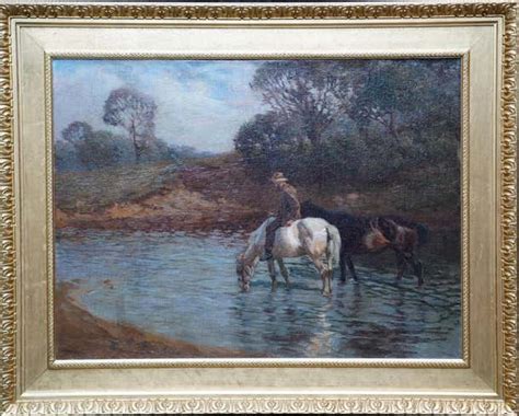 Edgar Downs Watering The Horses British 1914 Impressionist Art