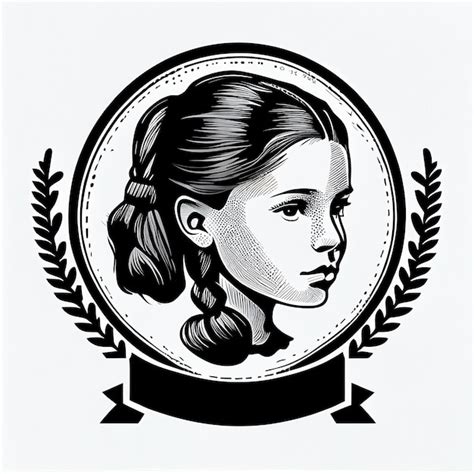 Insignia de logotipo de cabeza de niña femenina de mujer ilustración