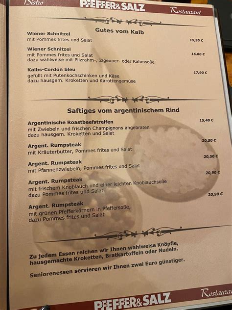 Speisekarte Von Pfeffer Salz Restaurant Schifferstadt