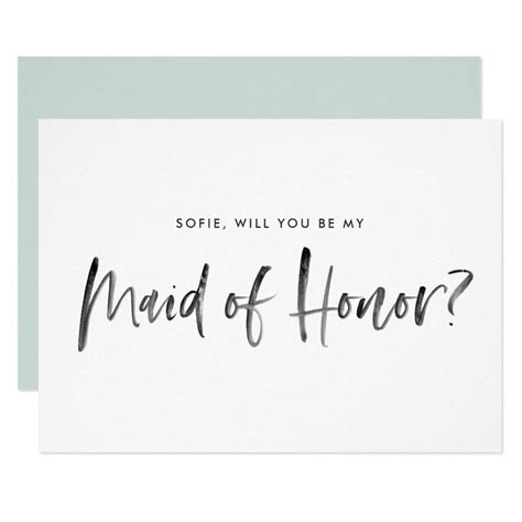 Brush Lettering Mint Will You Be My Maid Of Honor Invitation Zazzle Wedding Invitation