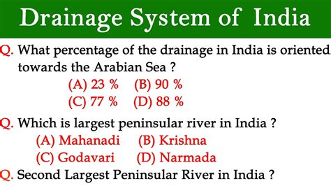 Drainage System Of India Mcq L Mcq On Drainage System Of India L