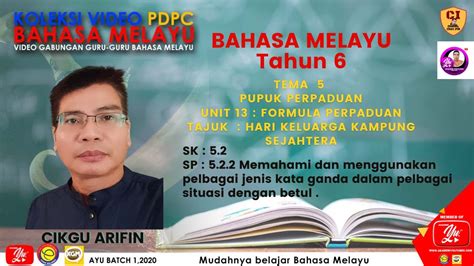 Bahasa Melayu Tahun 6 Tema Pupuk Perpaduan Hari Keluarga Kampung