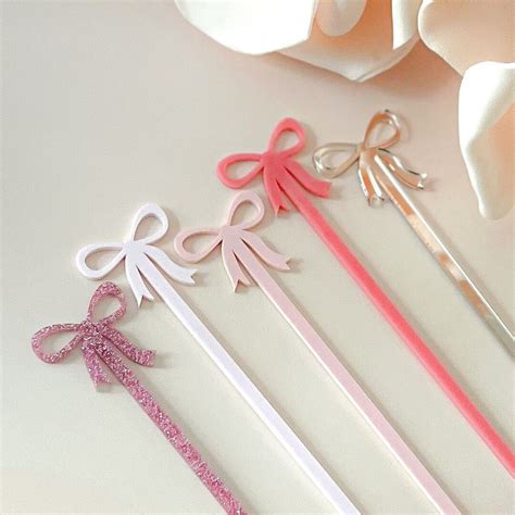 Pink Bow Drink Stirrers For Girl Baby Shower Cocktail Etsy