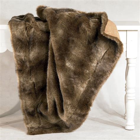 Faux Wolf Fur Throw Blanket | HiEnd Accents