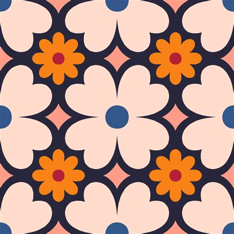 Beautiful Seamless Texture In Retro Style Abstract Floral Tile In