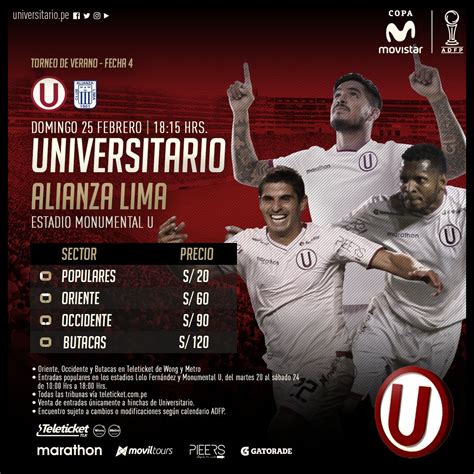 Universitario Vs Alianza Lima Conoce Los Precios De Las Entradas