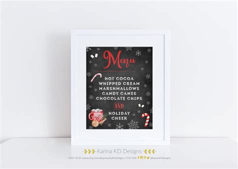 8x10 Hot Cocoa Menu Sign Etsy