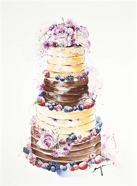 Watercolor Of Cake Cake Illustration Cake Drawing Dessert Illustration