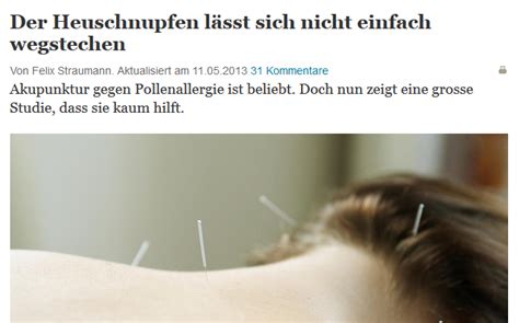 Wirkt Akupunktur Bei Heuschnupfen