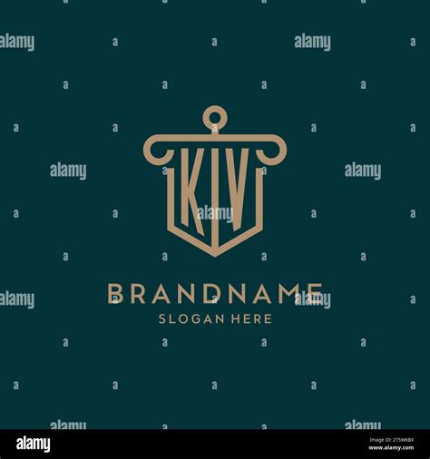 Kv Monogram Initial Logo Design With Shield And Pillar Shape Design Stock Vector Image And Art Alamy