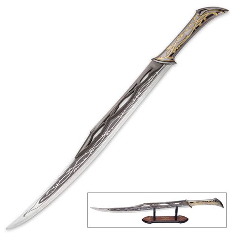 "Silver Thistleclaw" - Fantasy Sword with Wooden Display Stand | BUDK ...