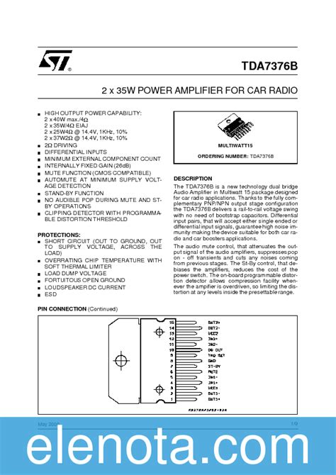 Tda B Datasheet Pdf Kb Stmicroelectronics Pobierz Z Elenota Pl