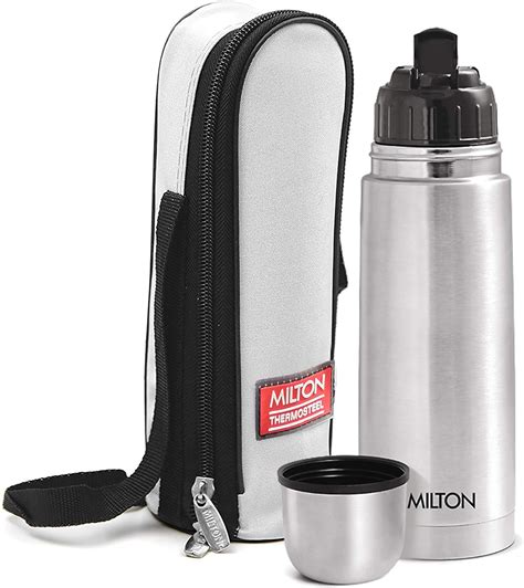 Milton Thermosteel Flip Lid Flask 350 Double Walled Vacuum Insulated 350 Ml 12 Oz