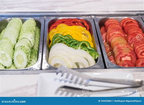 Buffet Salad Bar In Restaurant Stock Image Image Of Appetizer Food