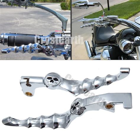 Left Right Chroming Motorcycle Brake Clutch Levers Skull Brake Lever