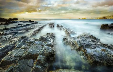 Wallpaper Sea The Sky Clouds Stones Rocks For Mobile And Desktop