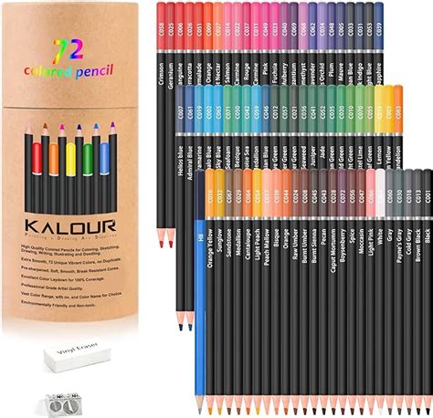 Kalour Lápices de colores de 72 colores para adultos núcleo suave