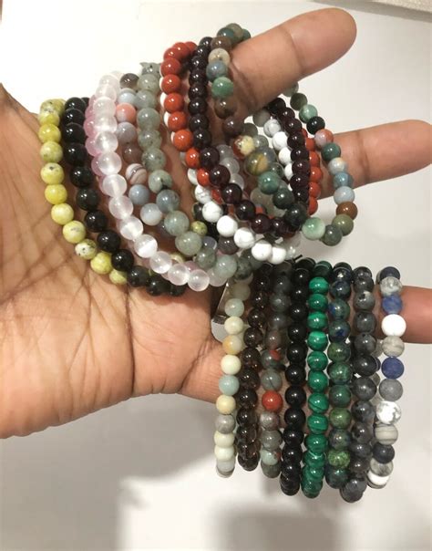 Natural Gemstone Bead Bracelet Energy Healing Genuine Crystal Beaded