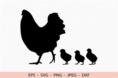 Chicken Mom Silhouette Svg Chick Png Illustration Par Greatsvg The