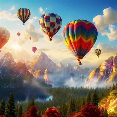 Premium AI Image There Are Many Hot Air Balloons Flying Over A