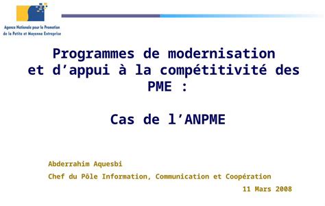 PPT Programmes de modernisation et dappui à la compétitivité des PME