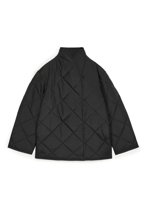 Quilted Shawl Collar Jacket Black ARKET