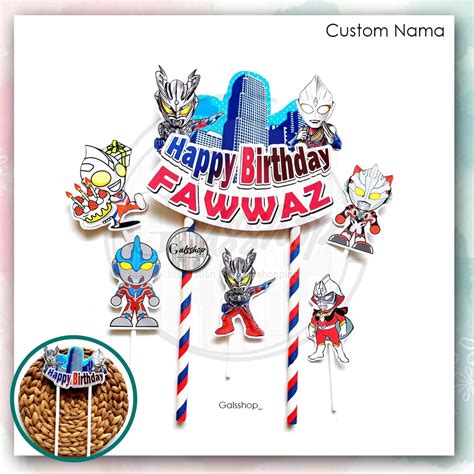 Jual Custom Nama Foto Toppercake Karakter Ultramen Hiasan Kue