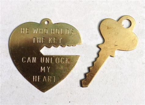 Huge X Mm Vintage Brass He Who Holds The Key Can Unlock My Heart And