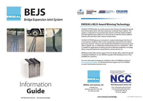 Emseal Bejs System Watertight Expansion Joint Ncc Emseal Movement