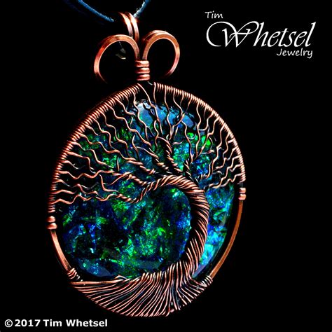 Opalescent Orgonite Copper Tree Of Life Pendant Wire Wrap Jewelry