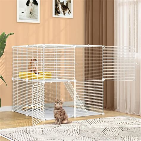 YITAHOME Cat Cage 2 Tier Indoor Cat Enclosures Kitten Cage DIY Pet