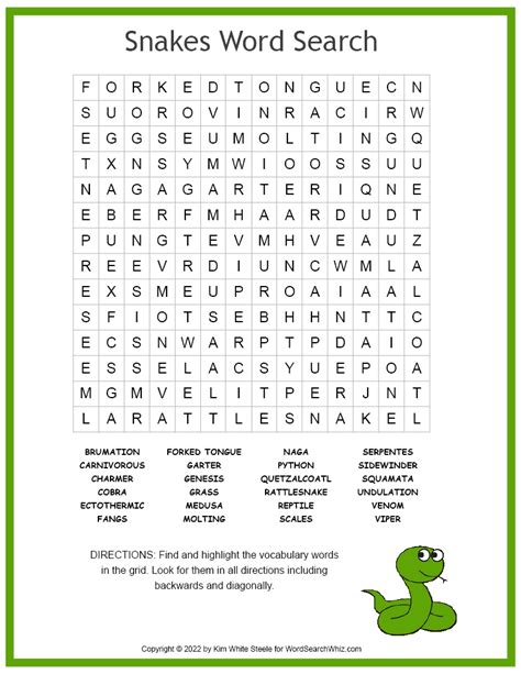 Snakes Word Search