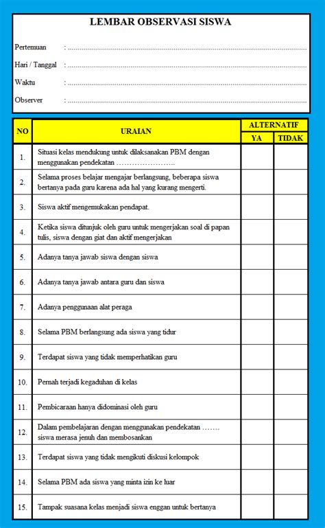 Contoh Instrumen Penilaian