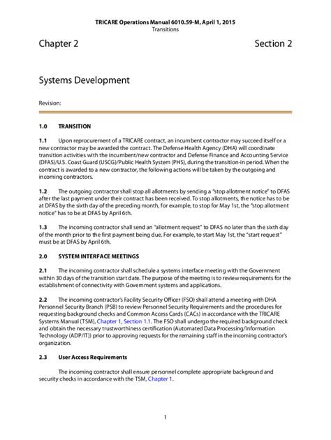 Fillable Online TO15 Chap 2 Sect 2 Systems Development TRICARE