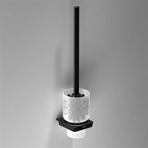 Venice Square Black Wall Mounted Toilet Brush And Holder