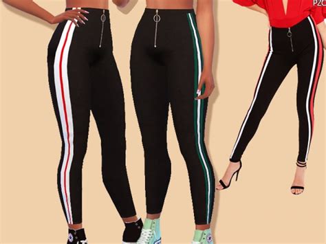 The Sims Resource Athletic Pants With Zipper And Side Stripes By