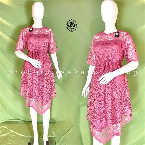 Jual Pasti Realpict Dress Brokat Xxl Bigsize Jumbo Brukat Tile Bordir