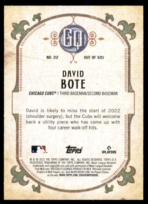 Gypsy Queen Base David Bote Chicago Cubs Ebay