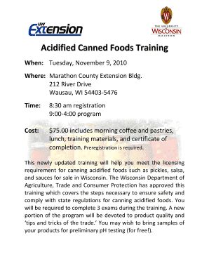 Fillable Online Acidified Canned Foods Training Food Safety Fax Email