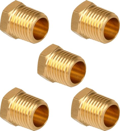 Juwo Brass Pipe Fitting Cored Hex Head Plug 14 Npt Male Ideal For