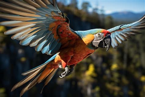 Premium AI Image | flying macaw parrot