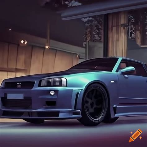 Screenshot From Car Mechanic Simulator 2021 Featuring Nissan Gtr R34 On