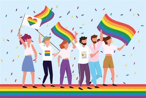 Premium Vector Lgbt Community With Rainbow Flag To Freedom