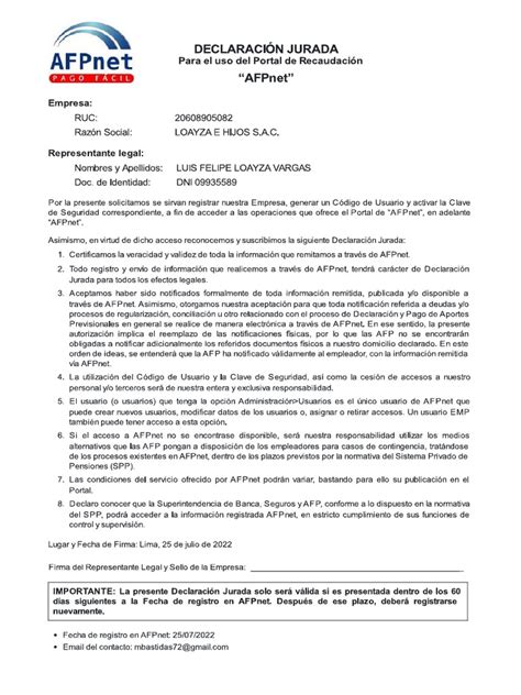 Carta Para La Afp Pdf