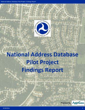 Fillable Online Fgdc National Address Database Pilot Project Findings