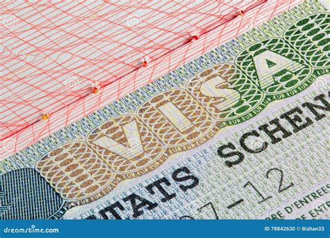 Schengen Visa Stamp In Passport Stock Photo Image Of Emigration Page