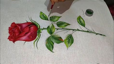 Roberto Ferreira Aprenda a Pintar em Botão de Rosa e Folhas Painting