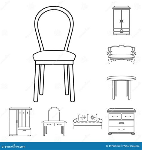 Muebles E Iconos Interiores Del Esquema En La Colecci N Del Sistema