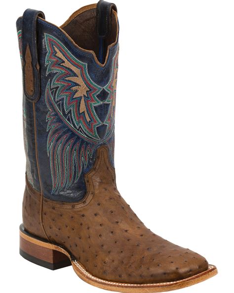 Tony Lama Men S Label Full Quill Ostrich Cowboy Boot Square Toe