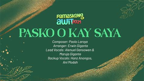 Pasko O Kay Saya Pamaskong Awit 2021 Paolo Laroya Home Of Praise Ph Tagalog Christmas